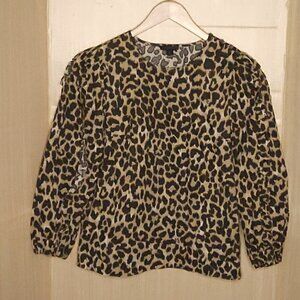 J. Crew Re Imagined Brow Leopard Print Ruffle Blouse XS